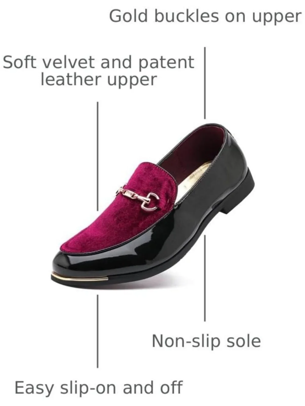 Luxury Velvet Loafers with Gold Buckle | Classic Oxford Dress Shoes for Men